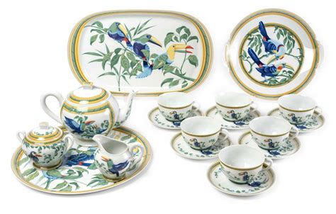 Hermès Toucans Porcelain Tea Set, Hermes Limoges Toucans 